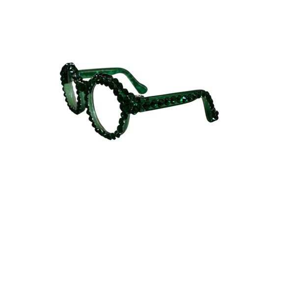 Bedazzled Rhinestone Embellished Glasses for your Labubu - Green - Picture 4 of 5